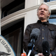 Assange in the Ecuadorean embassy in London, 2017.